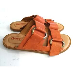 Born gorpcore strap leather sandals size 7 W Orange sienna buckle comfy boho